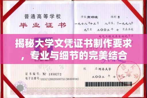 渭滨揭秘大学文凭证书制作要求，专业与细节的完美结合